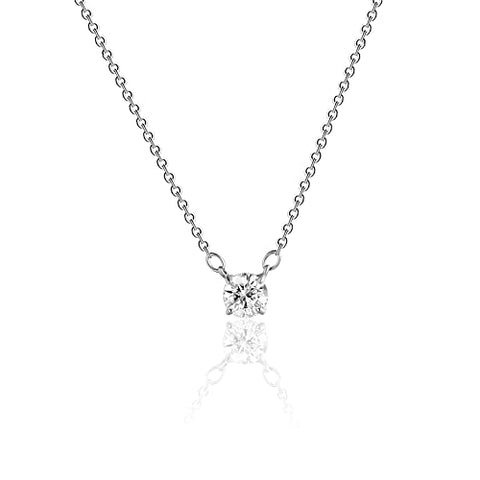 Kyerlyn Diamond Filled CZ Necklace Silver Plated Solitaire Necklace Cubic Zirconia Adjustable Necklace Delicate Simple Jewelry Gift for Women Girls Kyerlyn