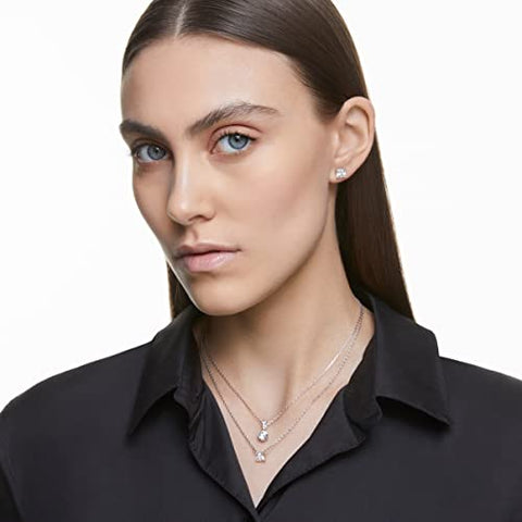 Swarovski Attract Pendant Necklace with a Square Cut Clear Crystal on a Rhodium Plated Setting with Matching Chain SWAROVSKI