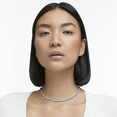 Swarovski Tennis Deluxe All-Around Tennis -Necklace with Clear Swarovski Crystals on a Rhodium Setting with Included Extender SWAROVSKI