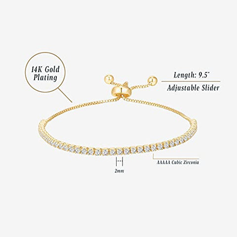 PAVOI 14K Gold Plated Cubic Zirconia Classic Tennis Bracelet for Women in Rose Gold PAVOI