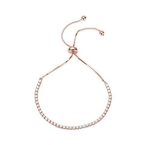 PAVOI 14K Gold Plated Cubic Zirconia Classic Tennis Bracelet for Women in Rose Gold PAVOI