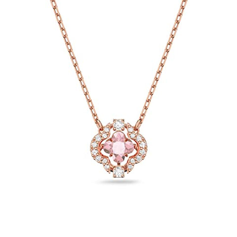 Swarovski Sparkling Dance Women's Clover Pendant Necklace with Pink and White Crystals on a Rose-Gold Tone Plated Chain SWAROVSKI