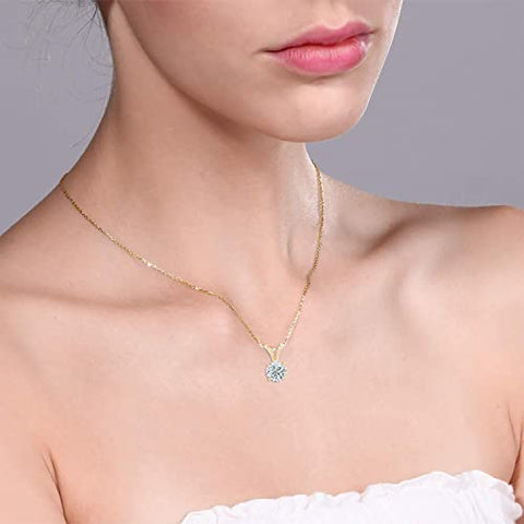 The Diamond Deal .33ct (1/3Cttw) Carat Round Brilliant Solitaire Lab-Grown Diamond Solitaire Pendant Necklace For Women Girls infants in 14k Yellow Gold With 18" Gold Chain The Diamond Deal