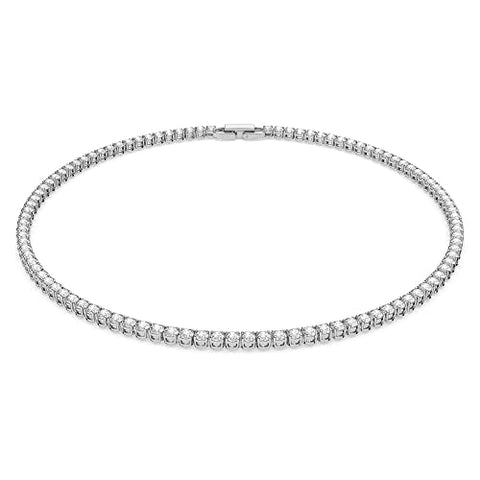 Swarovski Tennis Deluxe All-Around Tennis -Necklace with Clear Swarovski Crystals on a Rhodium Setting with Included Extender SWAROVSKI