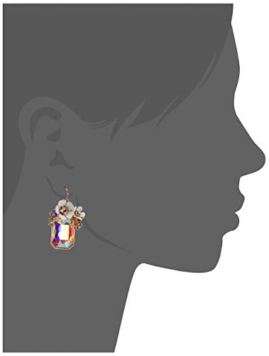 Betsey Johnson Flower Rectangle Stone Drop Earrings Betsey Johnson