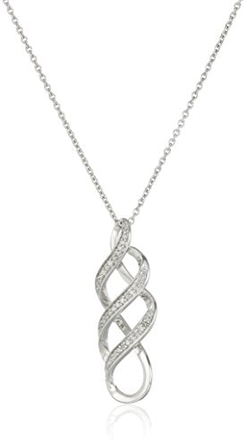 Amazon Collection Women's Sterling Silver Diamond Twist Pendant Necklace (1/10 cttw), 18" Amazon Collection