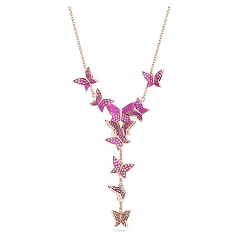 SWAROVSKI Lilia Y Necklace, Butterfly, Pink, Rose-gold tone Finish SWAROVSKI