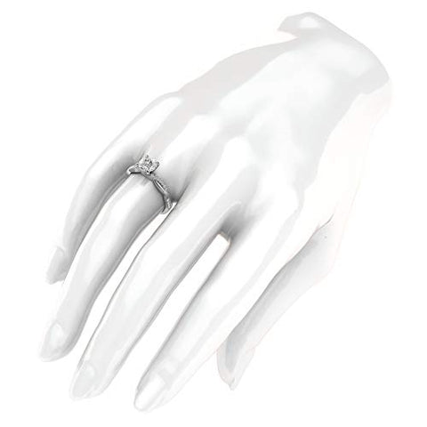 Sterling Silver 4-Prong Petite Twisted Vine 1.0 CT Genuine Moissanite Engagement Ring Promise Bridal Ring (10) THELANDA