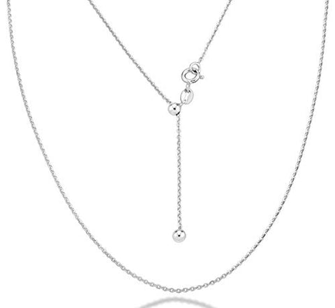 Miabella Womens, Mens 925 Sterling Silver or 18Kt Yellow Gold Over Silver Italian 1.3mm Adjustable Solid Diamond Cut Thin Bolo Cable Chain Necklace, 14-24 Inch Miabella