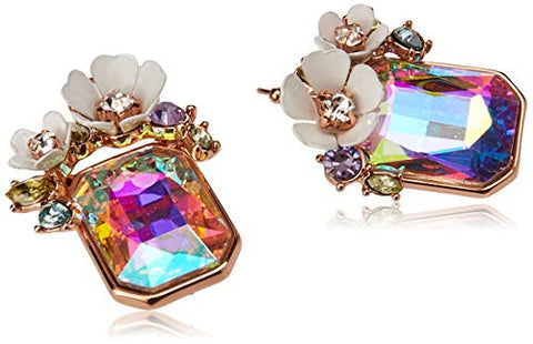 Betsey Johnson Flower Rectangle Stone Drop Earrings Betsey Johnson
