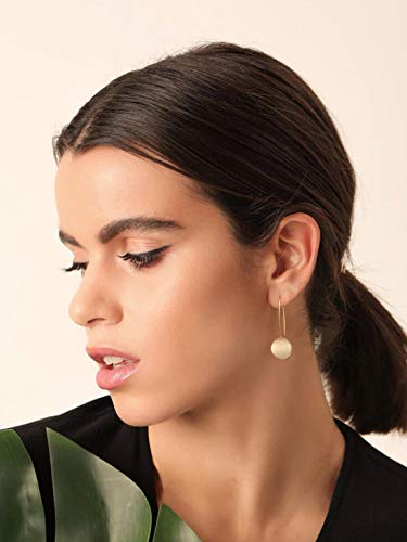 Statement Long Gold Round Dangling Earrings for Women Lightweight Circle Disc Coin Geometric Flat Brushed 18k Gold Plated Dangle Drop Hanging Hoop Earrings for women Gift for Her… SOFYBJA