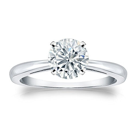 1/3 Carat Round Diamond Solitaire Engagement Ring in 14k White Gold (H-I, I1-I2, cttw) 4-Prong Set Size 8.5 by Diamond Wish Diamond Wish