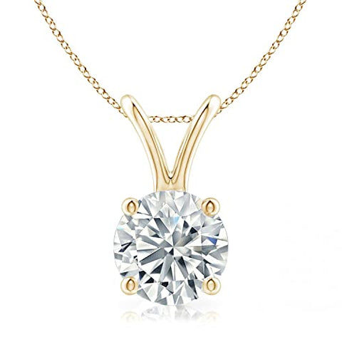 The Diamond Deal VS1-VS2 Clarity 1.00CT(1.00 Cttw) Cttw Lab-Grown Round Solitaire Diamond Pendant Necklace Womens Girls |14k Yellow Gold with 18" chain The Diamond Deal