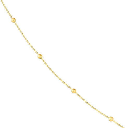 14k Yellow Gold Alternating Ball Necklace With Spring Ring 24 Inch Jewelry Gifts for Women JewelryWeb