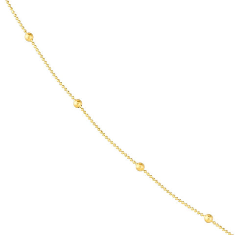 14k Yellow Gold Alternating Ball Necklace With Spring Ring 24 Inch Jewelry Gifts for Women JewelryWeb