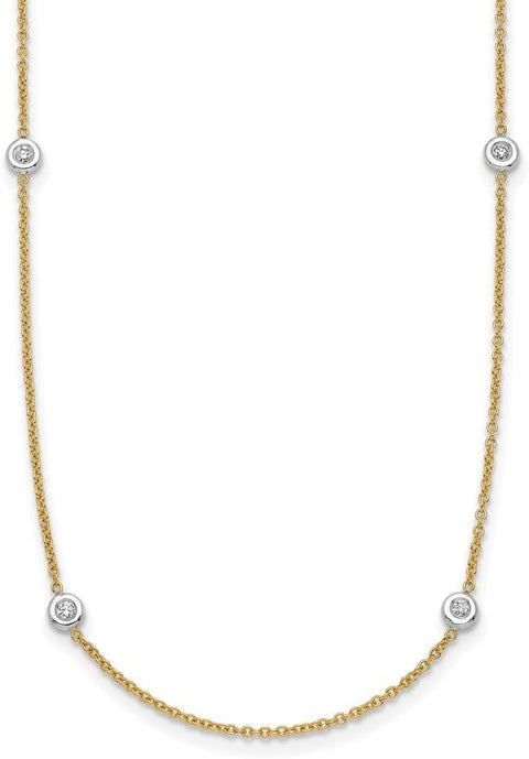 18k Two tone Gold Diamond Stations Necklace 18 Inch Measures 2.7mm Wide Jewelry Gifts for Women JewelryWeb
