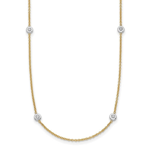 18k Two tone Gold Diamond Stations Necklace 18 Inch Measures 2.7mm Wide Jewelry Gifts for Women JewelryWeb