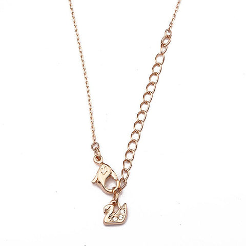 SWAROVSKI Further Collection Women's Necklace, Intertwined Circle Pendant with White Crystals and Rose-Gold Tone Plated Chain SWAROVSKI