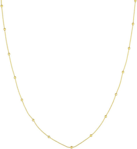 14k Yellow Gold Alternating Ball Necklace With Spring Ring 24 Inch Jewelry Gifts for Women JewelryWeb