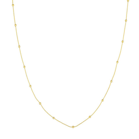 14k Yellow Gold Alternating Ball Necklace With Spring Ring 24 Inch Jewelry Gifts for Women JewelryWeb