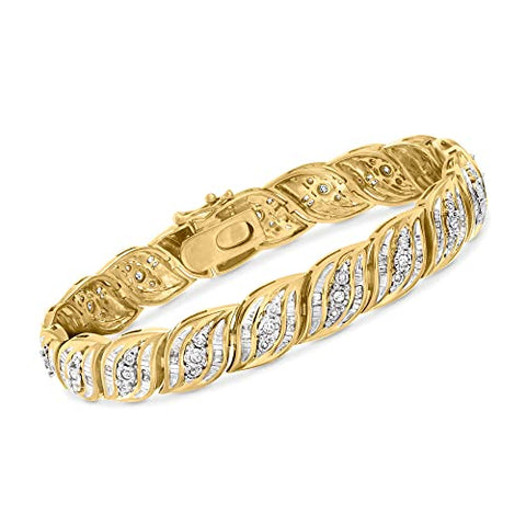 Ross-Simons 1.00 ct. t.w. Diamond Bracelet in 18kt Gold Over Sterling. 7 inches Ross-Simons