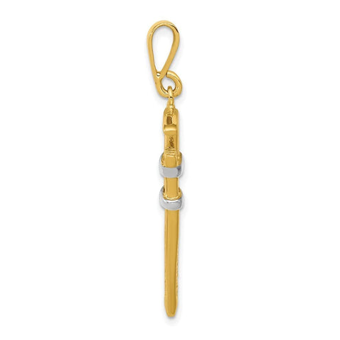 10k and Rhodium 3 d Pipe Wrench Charm Pendant Necklace Measures 40x10mm Wide Jewelry Gifts for Women JewelryWeb