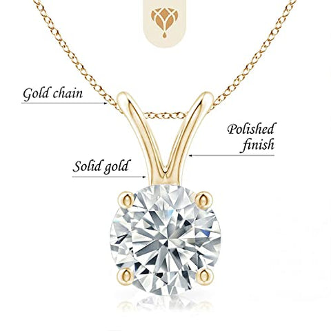 The Diamond Deal VS1-VS2 Clarity 1.00CT(1.00 Cttw) Cttw Lab-Grown Round Solitaire Diamond Pendant Necklace Womens Girls |14k Yellow Gold with 18" chain The Diamond Deal