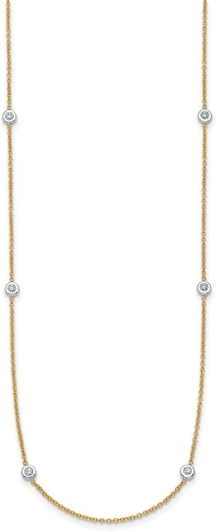 18k Two tone Gold Diamond Stations Necklace 18 Inch Measures 2.7mm Wide Jewelry Gifts for Women JewelryWeb