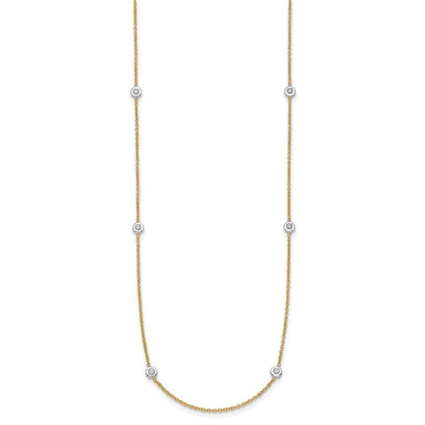 18k Two tone Gold Diamond Stations Necklace 18 Inch Measures 2.7mm Wide Jewelry Gifts for Women JewelryWeb