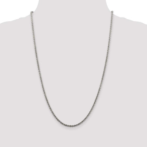 925 Sterling Silver Solid Lobster Claw Closure Polished Twisted 2.5mm Necklace 24 Inch Jewelry Gifts for Women JewelryWeb