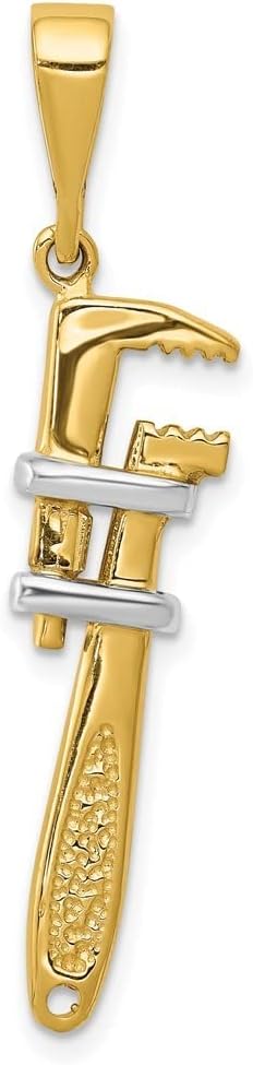 10k and Rhodium 3 d Pipe Wrench Charm Pendant Necklace Measures 40x10mm Wide Jewelry Gifts for Women JewelryWeb