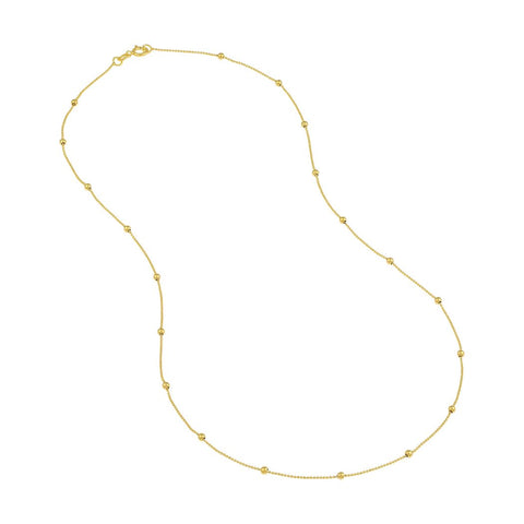 14k Yellow Gold Alternating Ball Necklace With Spring Ring 24 Inch Jewelry Gifts for Women JewelryWeb