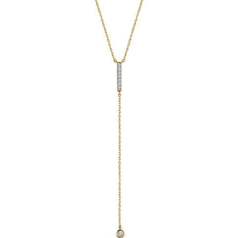 14k Yellow Gold Polished 0.13 Dwt Diamond Bar Y 16 18 Inch Necklace Jewelry Gifts for Women JewelryWeb