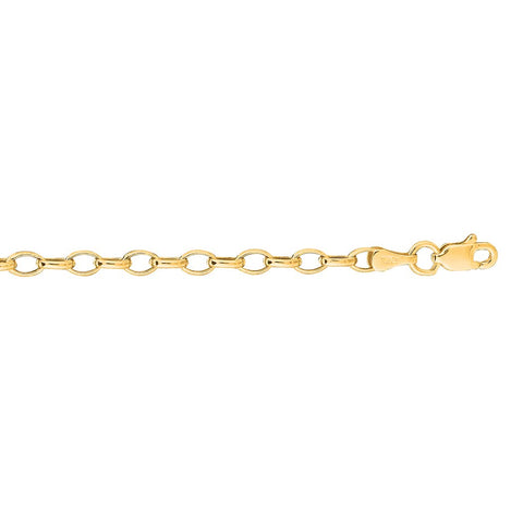 14k Yellow Gold 3.2mm Sparkle Cut Oval Rolo Chain With Lobster Clasp Bracelet 7 Inch Jewelry Gifts for Women JewelryWeb