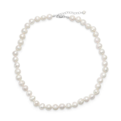 925 Sterling Silver 18 Inch+2 Inch Extention White Freshwater Cultured Pearl Necklace Jewelry Gifts for Women JewelryWeb