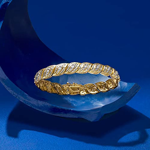 Ross-Simons 1.00 ct. t.w. Diamond Bracelet in 18kt Gold Over Sterling. 7 inches Ross-Simons