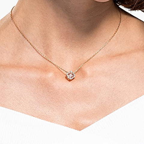Swarovski Sparkling Dance Women's Clover Pendant Necklace with Pink and White Crystals on a Rose-Gold Tone Plated Chain SWAROVSKI