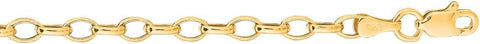 14k Yellow Gold 3.2mm Sparkle Cut Oval Rolo Chain With Lobster Clasp Bracelet 7 Inch Jewelry Gifts for Women JewelryWeb