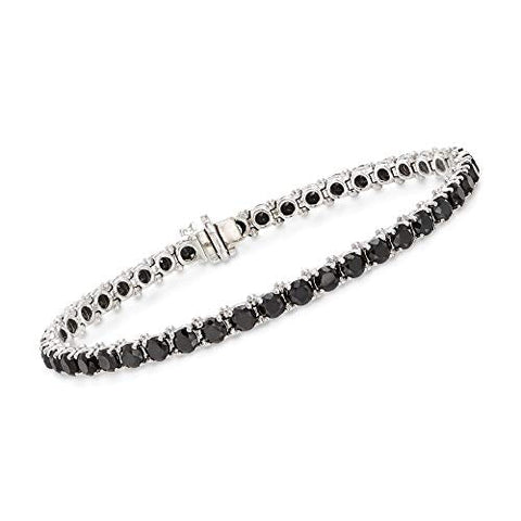Ross-Simons 9.20 ct. t.w. Black Diamond Tennis Bracelet in 14kt White Gold. 8 inches Ross-Simons