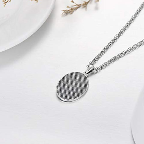 KINGWHYTE 925 Sterling Silver St Michael Necklace for Men Women St Michael Pendant Amulet Saint Michael Necklace for Men Archangel Michael Pendant Oval Medal Stainless Steel Chain Jewelry Gifts KINGWHYTE