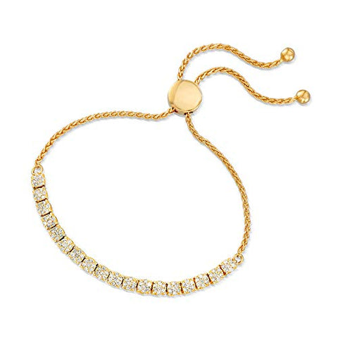 Ross-Simons 1.00 ct. t.w. Diamond Cluster Bolo Bracelet in 18kt Gold Over Sterling Ross-Simons