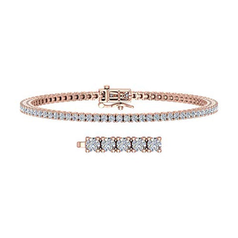 1 3/4 Carat Diamond Tennis Bracelet in 10K Rose Gold (6.5 Inch) - IGI Certified FINEROCK