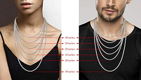 Miabella Solid 925 Sterling Silver Italian 3.5mm Square Rolo Link Round Box Chain Necklace for Women Men, 16, 18, 20, 22, 24, 26, 30 Inch Made in Italy (22, sterling silver) Miabella