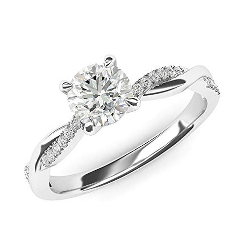 Sterling Silver 4-Prong Petite Twisted Vine 1.0 CT Genuine Moissanite Engagement Ring Promise Bridal Ring (10) THELANDA