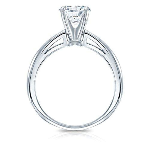 1/3 Carat Round Diamond Solitaire Engagement Ring in 14k White Gold (H-I, I1-I2, cttw) 4-Prong Set Size 8.5 by Diamond Wish Diamond Wish