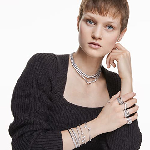 Swarovski Tennis Deluxe All-Around Tennis -Necklace with Clear Swarovski Crystals on a Rhodium Setting with Included Extender SWAROVSKI