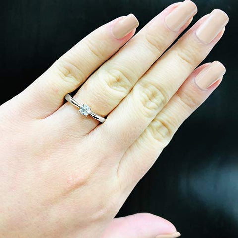 1/3 Carat Round Diamond Solitaire Engagement Ring in 14k White Gold (H-I, I1-I2, cttw) 4-Prong Set Size 8.5 by Diamond Wish Diamond Wish