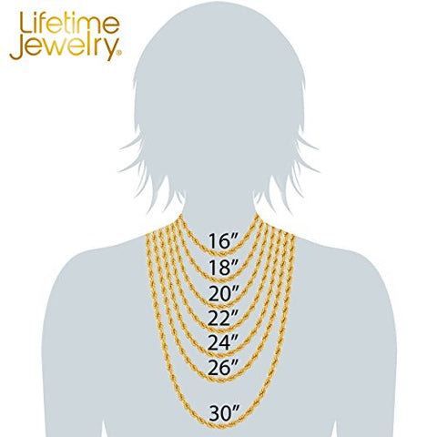 LIFETIME JEWELRY 7mm Rope Chain Necklace 24k Real Gold Plated for Men and Women (20 inches, 1 - Gold Plated, 1) LIFETIME JEWELRY
