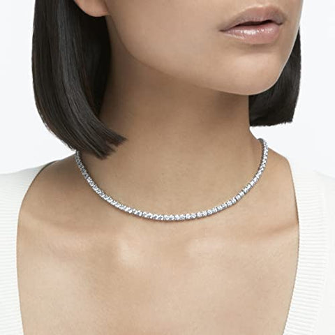 Swarovski Tennis Deluxe All-Around Tennis -Necklace with Clear Swarovski Crystals on a Rhodium Setting with Included Extender SWAROVSKI