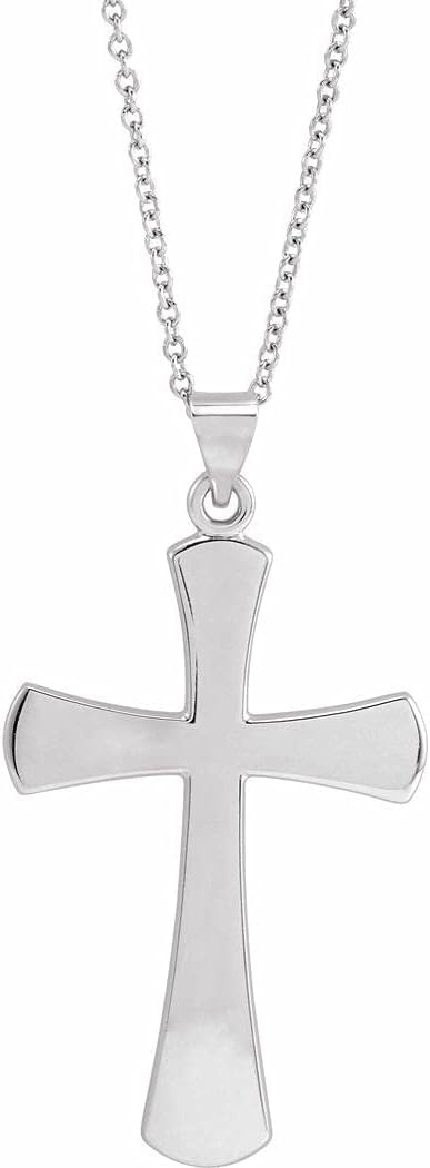 14k White Gold 28.5x19mm Polished Religious Faith Cross Necklace Jewelry Gifts for Women JewelryWeb